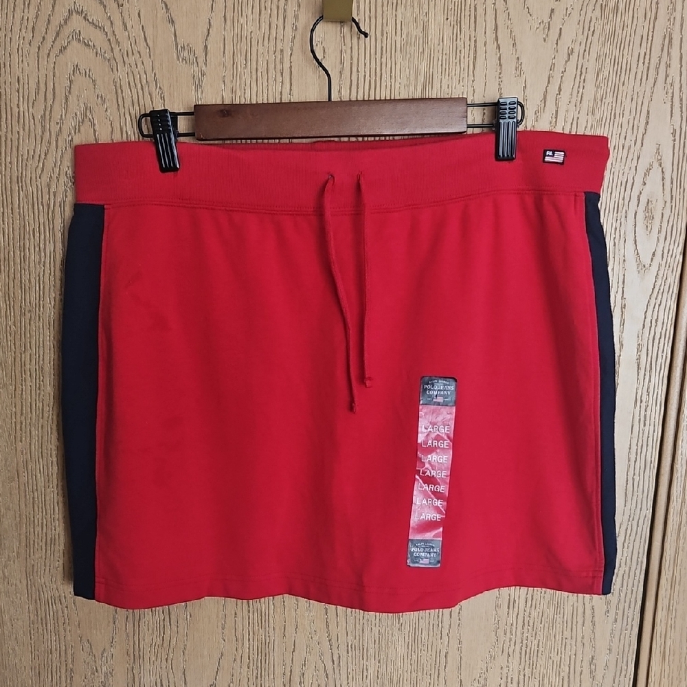 NWT Ralph Lauren Polo Red and Black Skirt with Drawstring